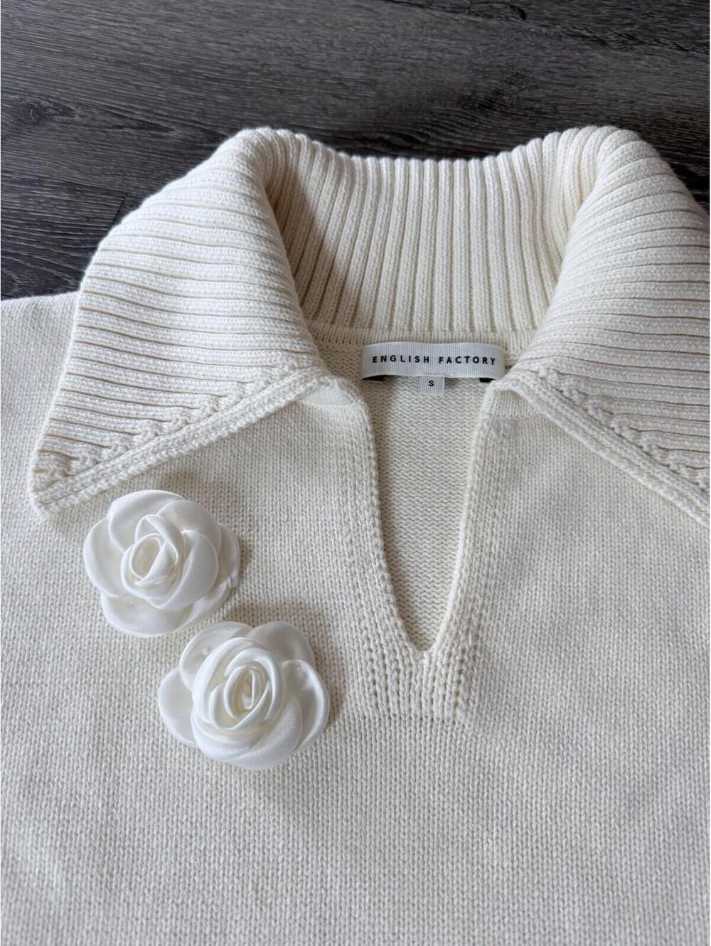 English Factory Womens Sweater Dress Cream  Long Sleeve Collared  Size S - Picture 4 of 8